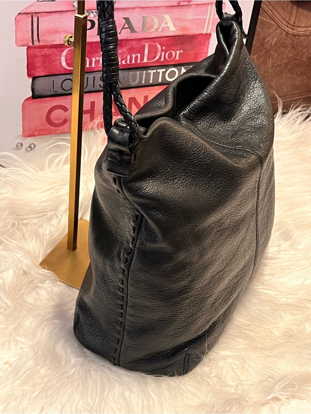 Sigrid Olsen Black Braided-Handle Leather Shoulder Bag - Picture 6 of 15